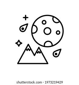 Moon Light vector outline icon. space symbol eps 10 file