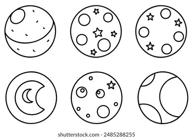 Moon Line Art Elegant Celestial Body Illustration Design