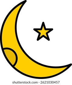 Moon Line Filled Vector Icon Design