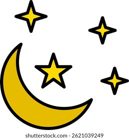 Moon Line Filled Vector Icon Design