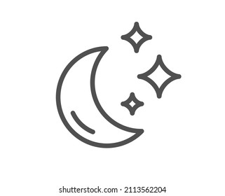 Moon line icon. Sleep rest sign. Night lunar symbol. Quality design element. Linear style moon icon. Editable stroke. Vector