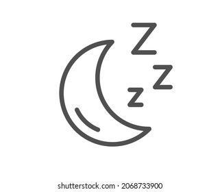 Moon line icon. Sleep zzz sign. Night lunar symbol. Quality design element. Linear style moon icon. Editable stroke. Vector