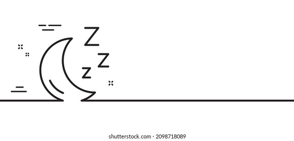 Moon line icon. Sleep zzz sign. Night lunar symbol. Minimal line illustration background. Moon line icon pattern banner. White web template concept. Vector