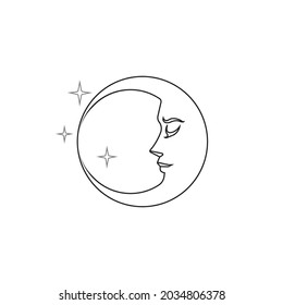 diseño de imagen vectorial de icono de línea de luna