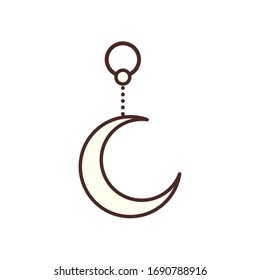 Moon line style icon of night bedtime sky space moonlight nature light lunar and science theme Vector illustration