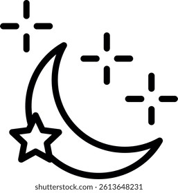 Moon Line Vector Icon Design