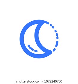 Moon line vector icon. Pictogram from set Weather forecast. Blue isolated on white background.
