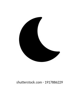 Moon linear icon all black. Isolated illustration on white background. Trendy flat style nighn symbol. Sleep concept. For app, web, ui, ux. Warm screen concept. Vector EPS 10