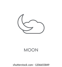 Moon linear icon. Moon concept stroke symbol design. Thin graphic elements vector illustration, outline pattern on a white background, eps 10.