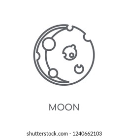 Moon linear icon. Modern outline Moon logo concept on white background from ASTRONOMY collection. Suitable for use on web apps, mobile apps and print media.