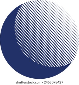 moon, lines, night, logo, logotype, stripes, partial circle, crescent, blue, geometric, abstract, shape, segment