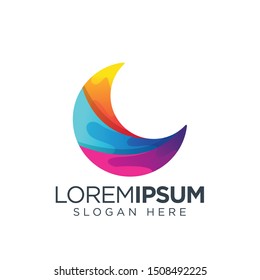 moon logo colorful icon illustration. space galaxy logo.