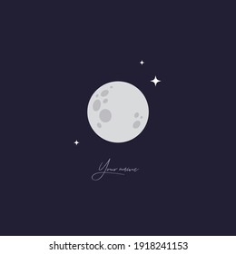 Moon logo. Cool, clean, mysterious, light, soft, sleep, dream