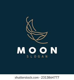 Moon Logo, Crescent Star And Moon Design, Vector Modern Luxury Elegant, Icon Template Game