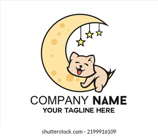 moon logo with cute dog on it