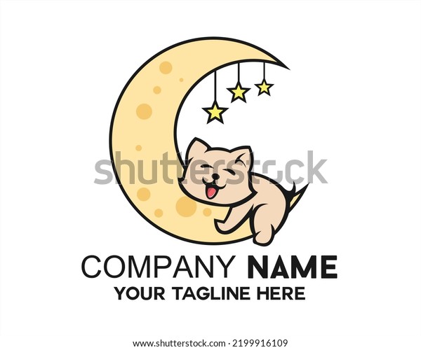 moon logo with cute dog on\
it