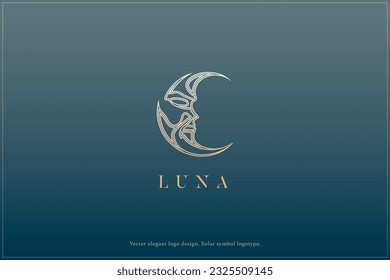 Moon logo design, Celestial logotype, Minimal moon, Satelite logo, Luna, Feminine logo design, Beauty, Minimalistic