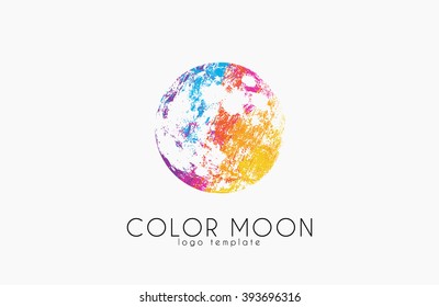 Moon Logo Design. Color Moon. Cosmic Logo. Space Logo. Creative Logo Design.