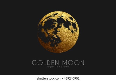 Moon Logo Design. Creative Moon Logo. Golden Logo. Full Moon.