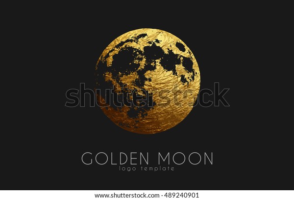 Moon logo design. Creative moon logo. Golden logo.\
Full moon.
