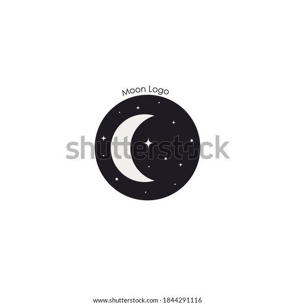 Moon logo design, creative moon\
logo, night logo. Vector emblem in a minimal linear\
style.