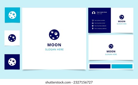 Moon logo design with editable slogan. Branding book and business card template.