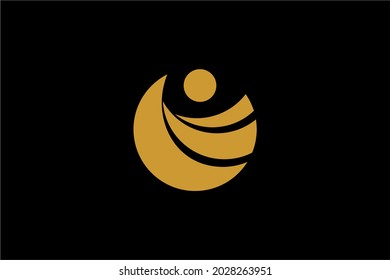 Diseño del logo de la luna. Símbolo abstracto de media luna. Icono vector de trabajo en equipo.