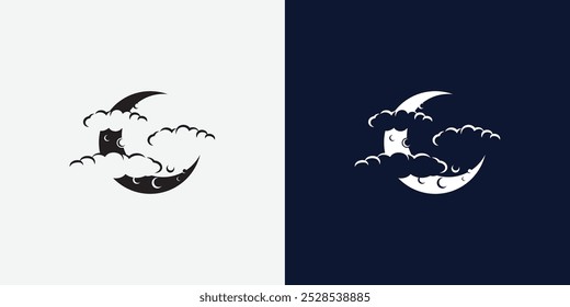 Designvorlage für das Moon-Logo. Mondsichel-Logo.