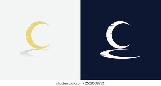 Moon logo design template. Crescent moon logo.