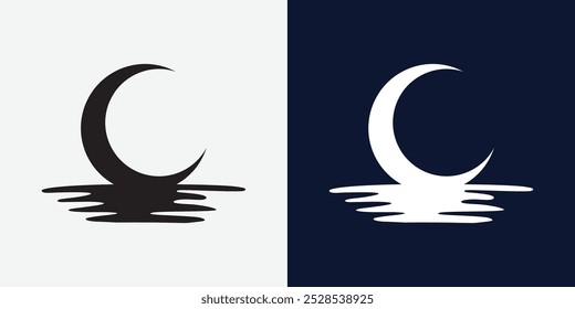 Moon logo design template. Crescent moon logo.