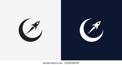 Moon logo design template. Crescent moon logo.