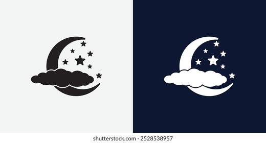 Moon logo design template. Crescent moon logo.