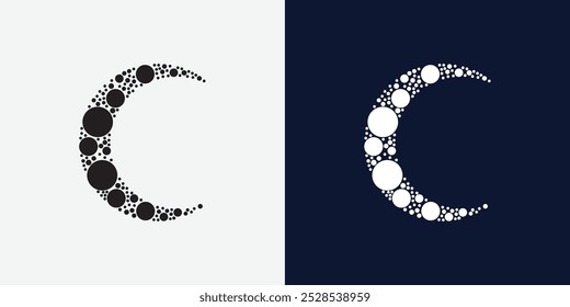 Moon logo design template. Crescent moon logo.