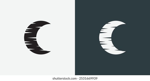 Moon logo design template. Crescent moon logo.
