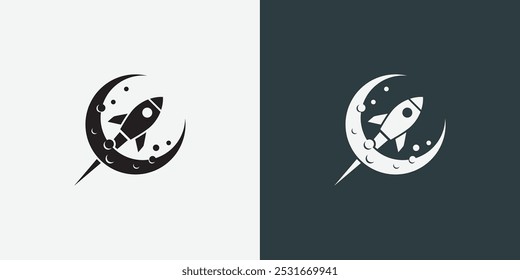 Moon logo design template. Crescent moon logo.