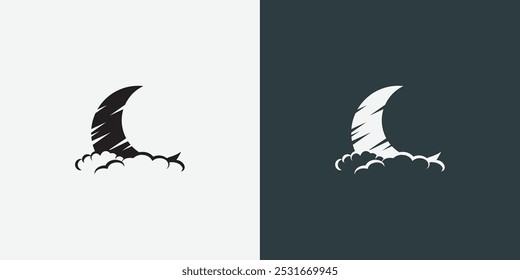 Moon logo design template. Crescent moon logo.