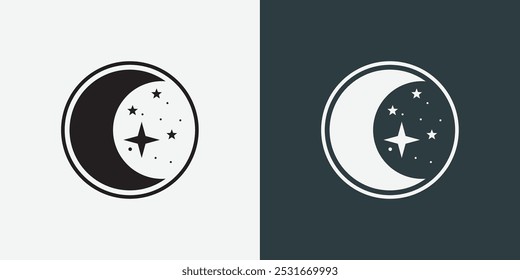 Moon logo design template. Crescent moon logo.