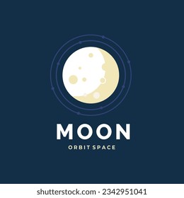 Moon Logo Design Vector with orbit, space object suitable for aesthetic or astronomy shop