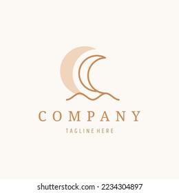 Moon logo design vector template