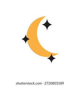 Ilustración de icono de logotipo de luna simple plana