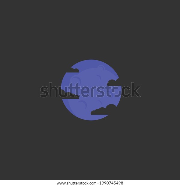 moon logo icon vector\
with clouds cover