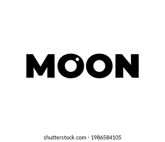 Moon logo icon vector isolated . Text logo MOON isolated on white. Typography symbol . Moon concept.
