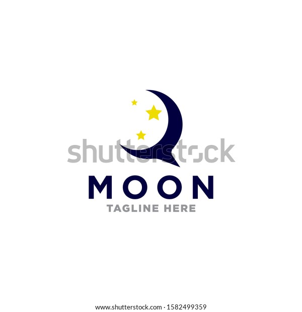 Moon logo icon vector. Night moon logo\
illustration. Simple design on white\
background.