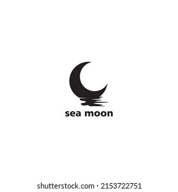 moon logo illustration sea black design vector