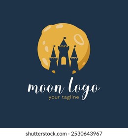 Moon logo. The image of the castle on the moon background.