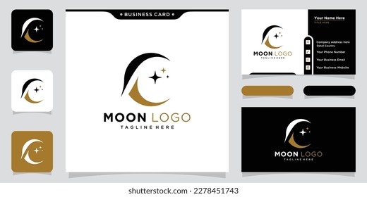 Moon logo modern and star logo design icon vector