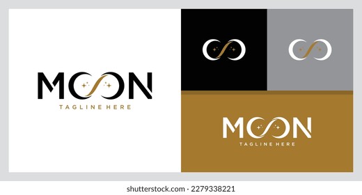 Moon logo modern and star logo design icon vector