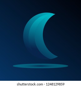 Moon logo on dark background. Moonglow. fabulous logo with shadow