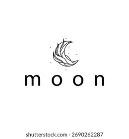 Moon logo simple minimalist line design modern concept illustration design template and poster also product brand
