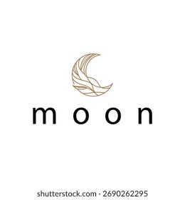 Moon logo simple minimalist line design modern concept illustration design template and poster also product brand
